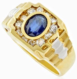 Designer Jewelry _1.5 ct Men's Diamond_Sapphire Ring_14K two Tone Gold Designer Jewelry _1.5 ct Men's Diamond_Sapphire Ring_14K two Tone Gold