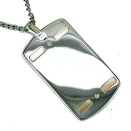 Designer Jewelry _14K Gold_Stainless Steel Men's Diamond Dog Tag Necklace