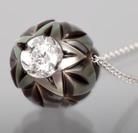 Quality Pearls Only _Carved Tahitian Pearl Pendant with .20 CT Diamond Quality Pearls Only _Carved Tahitian Pearl Pendant with .20 CT Diamond